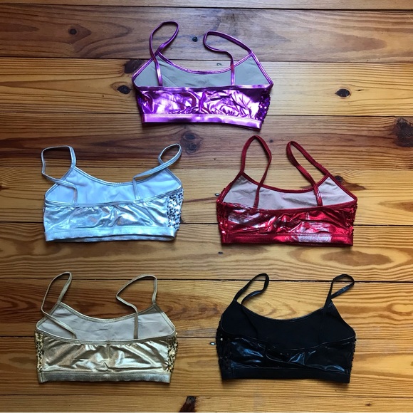 Double Platinum Performance Wear Sequin Gold Silver Red Black Purple Bra NWOT YL - Picture 4 of 8